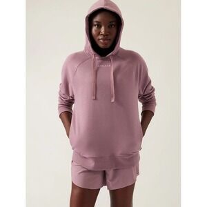 Athleta Triumph Logo Hoodie Sweatshirt Womens S Purple‎ Mauve Pullover Athletic